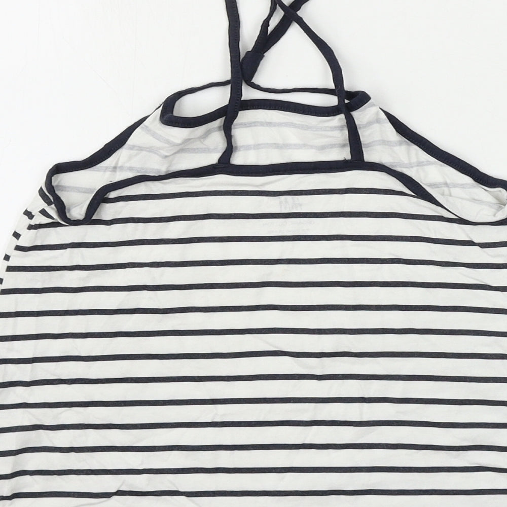 H&M  Girls White Striped  Basic T-Shirt Size 8-9 Years