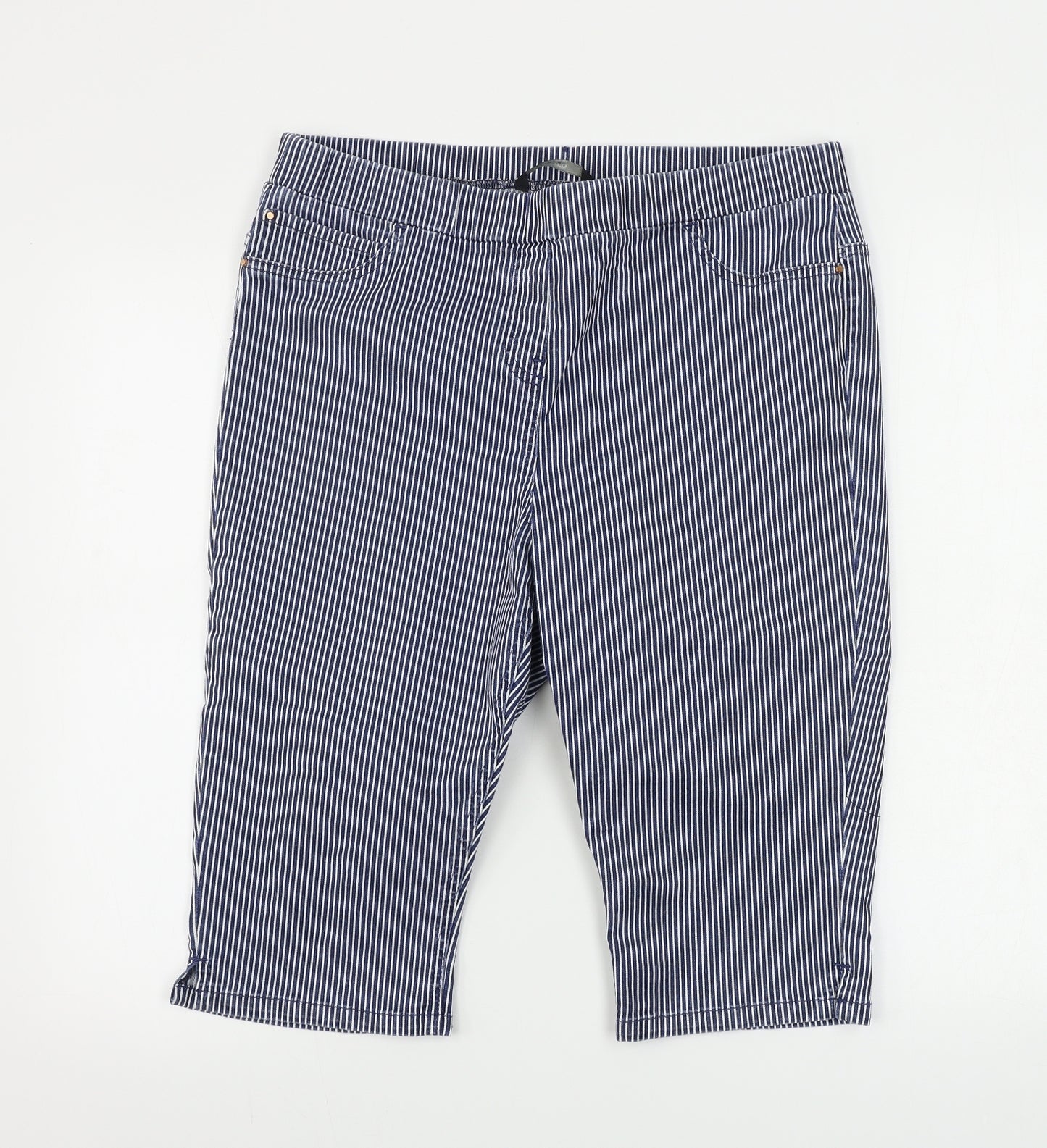 George  Womens Blue Striped  Cropped Trousers Size 14