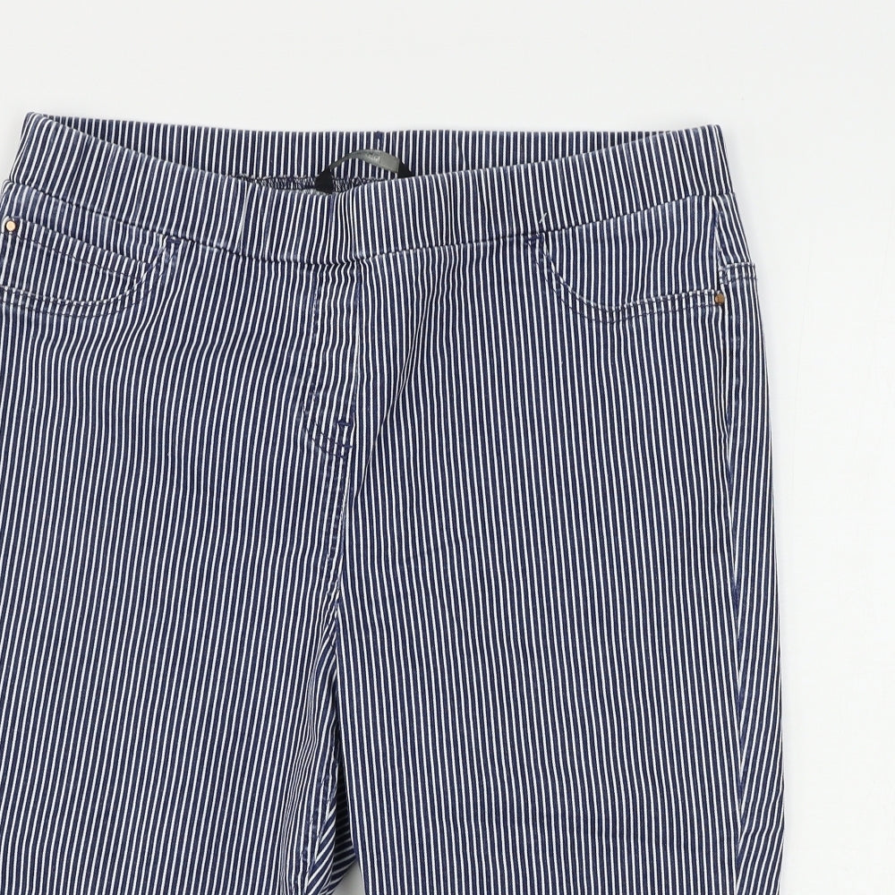 George  Womens Blue Striped  Cropped Trousers Size 14