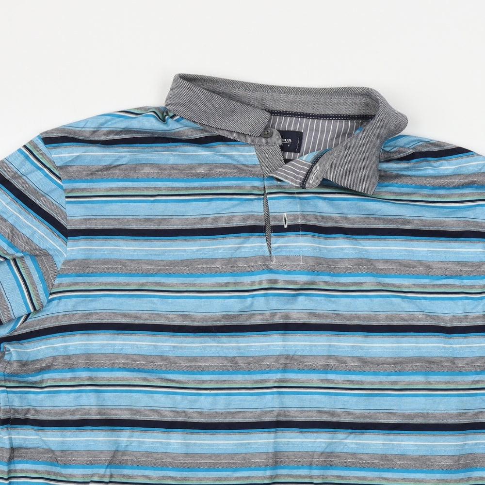 Marks and Spencer  Mens Blue Striped   Polo Size XL