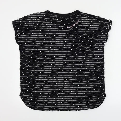 Nutmeg  Womens Black Striped  Basic T-Shirt Size 14