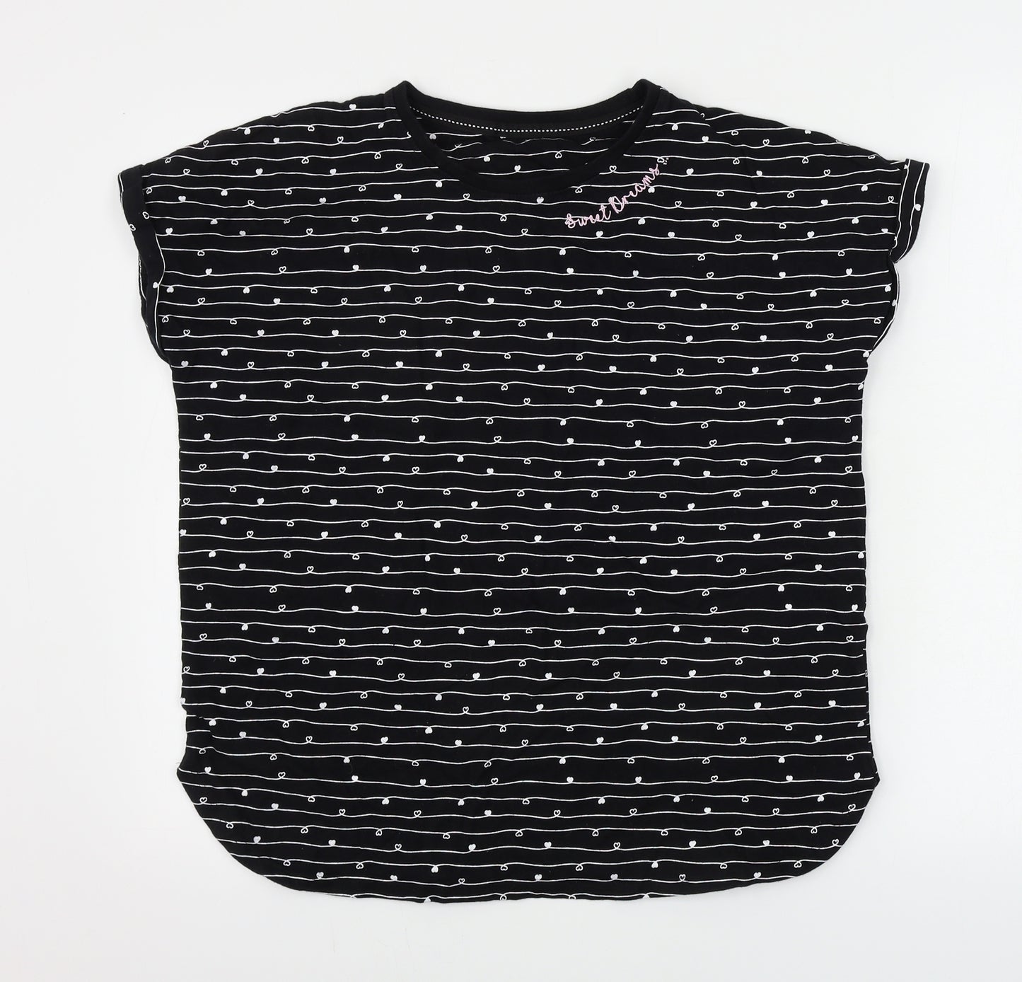 Nutmeg  Womens Black Striped  Basic T-Shirt Size 14