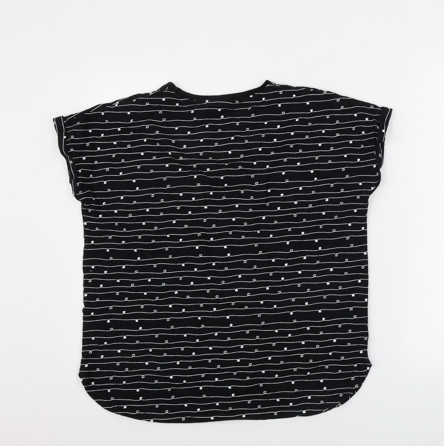 Nutmeg  Womens Black Striped  Basic T-Shirt Size 14