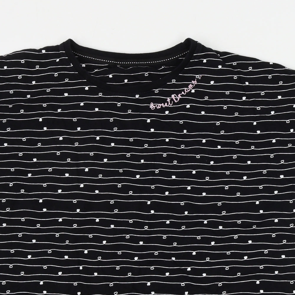 Nutmeg  Womens Black Striped  Basic T-Shirt Size 14