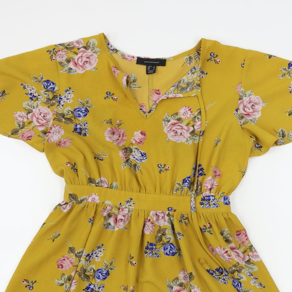 Atmosphere  Womens Yellow Floral  A-Line  Size 8