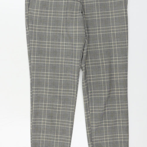 H&M  Womens Beige Check  Trousers  Size 6 L25 in
