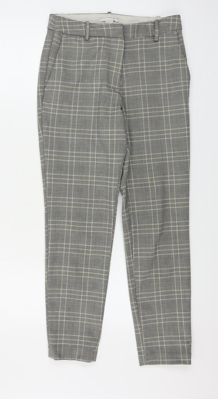 H&M  Womens Beige Check  Trousers  Size 6 L25 in