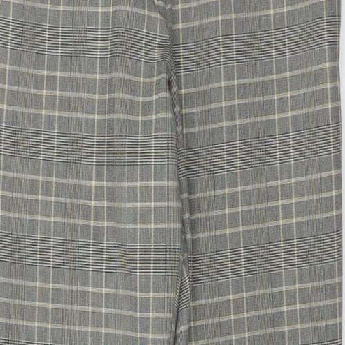 H&M  Womens Beige Check  Trousers  Size 6 L25 in