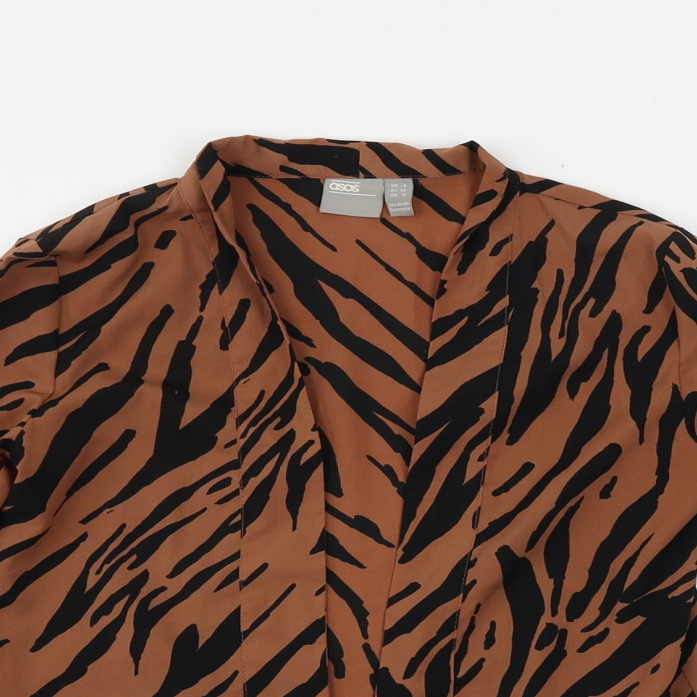 ASOS  Womens Brown Animal Print  Cardigan Jumper Size 4