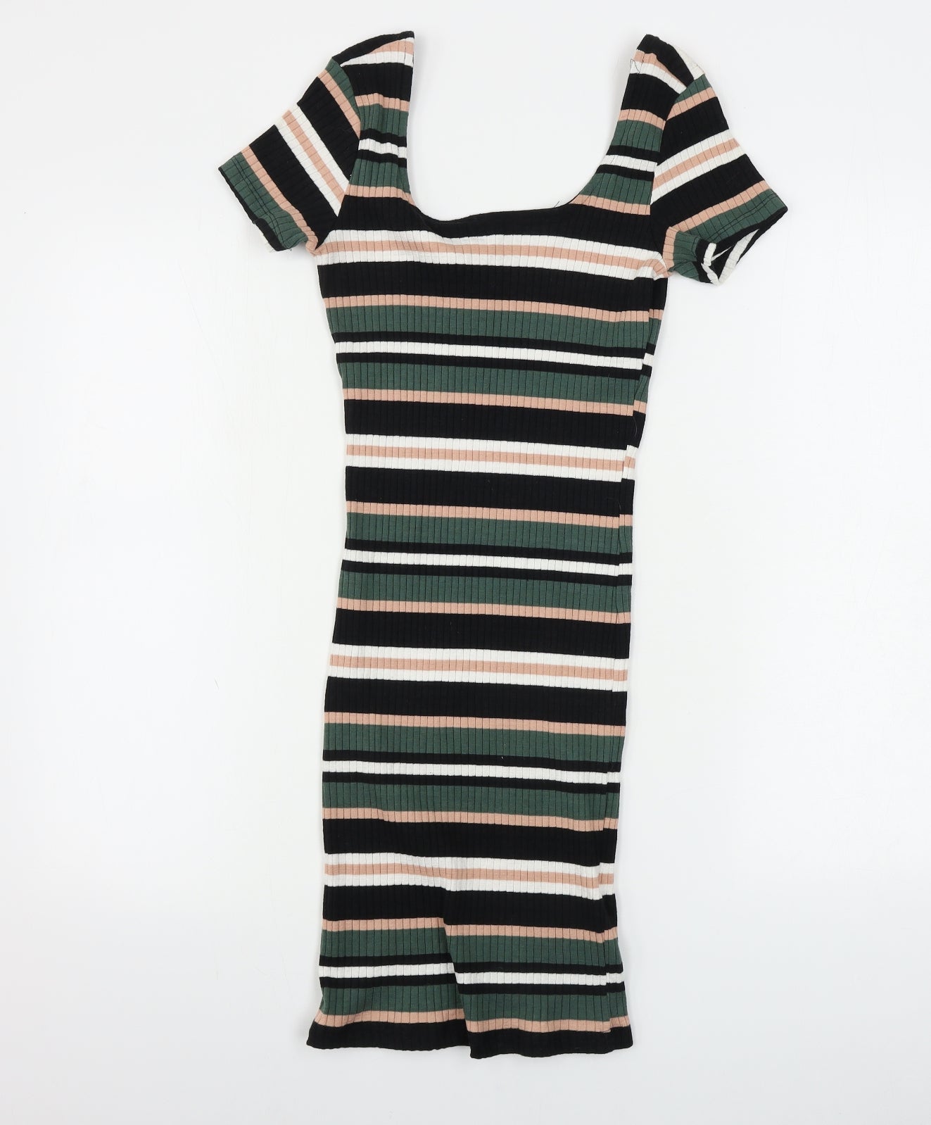 Primark  Womens Green Striped  Bodycon  Size 4