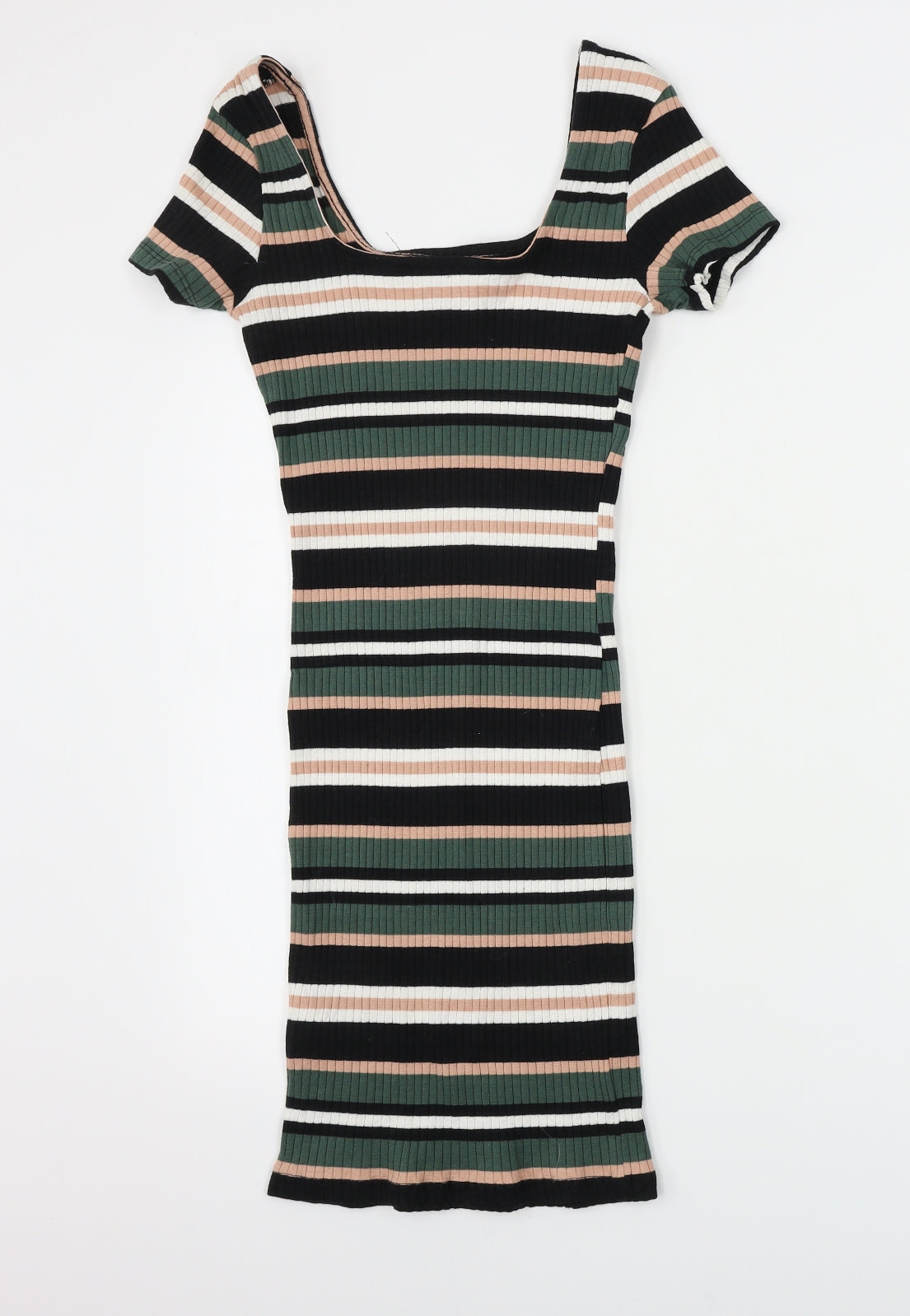 Primark  Womens Green Striped  Bodycon  Size 4