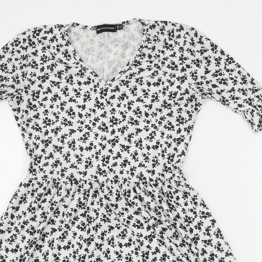 PRETTYLITTLETHING  Womens White Floral  A-Line  Size 4