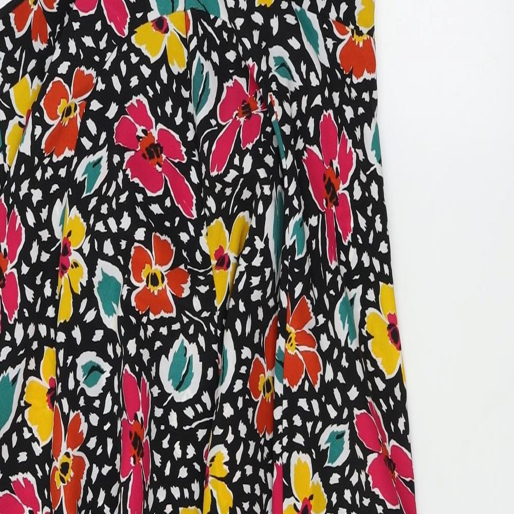 Topshop  Womens Black Floral  A-Line  Size 14