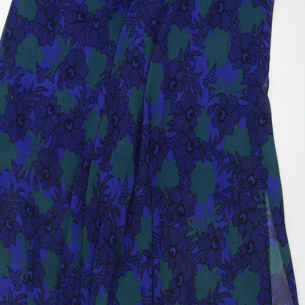 Topshop  Womens Blue Floral  A-Line Skirt Size 14
