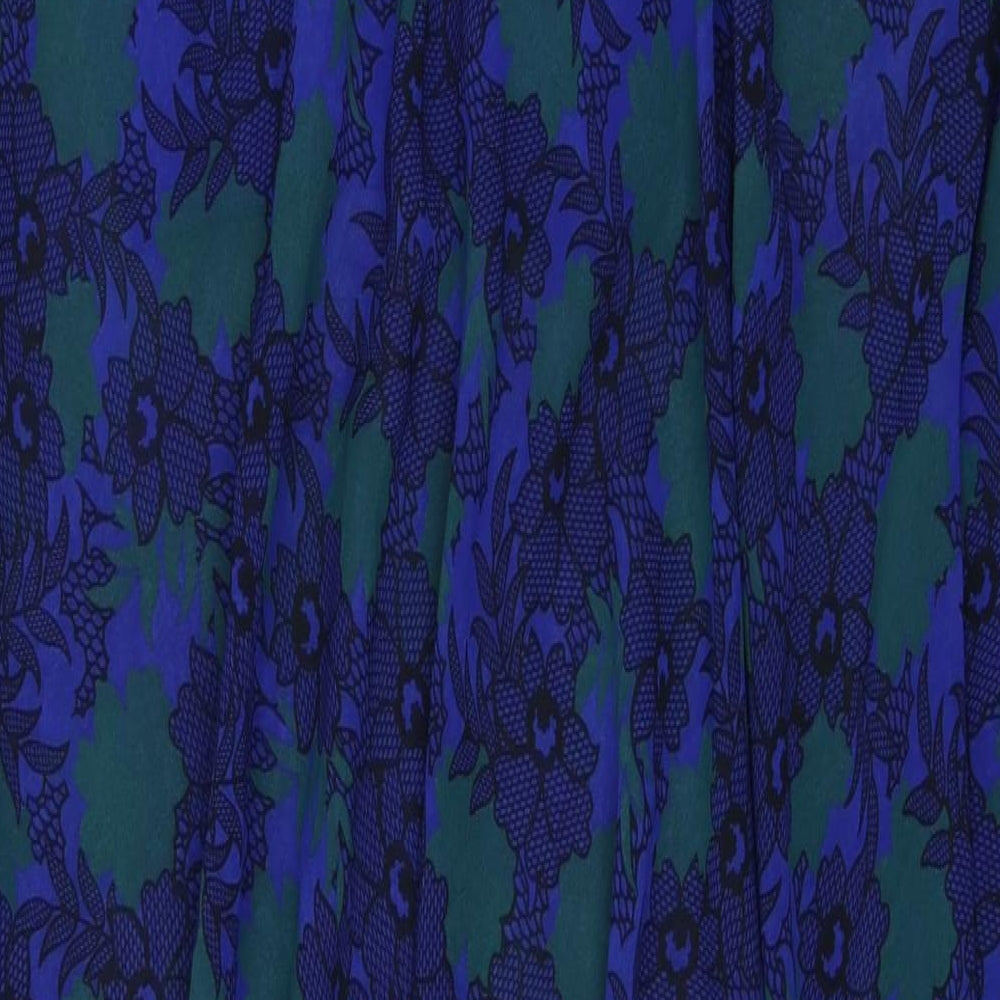 Topshop  Womens Blue Floral  A-Line Skirt Size 14
