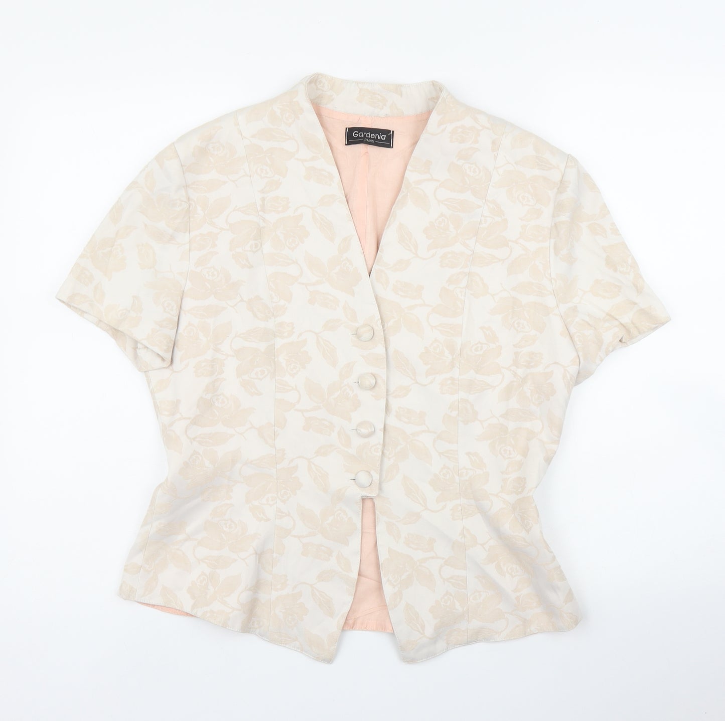 Gardenia Womens Pink Floral  Basic Blouse Size M