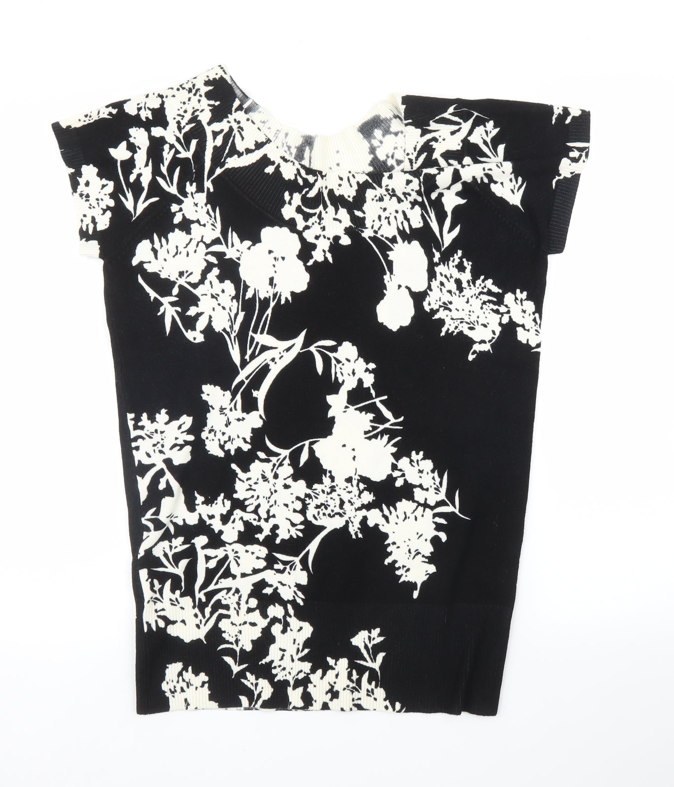 AMARANTO Womens Black Floral  Pullover Jumper Size 14