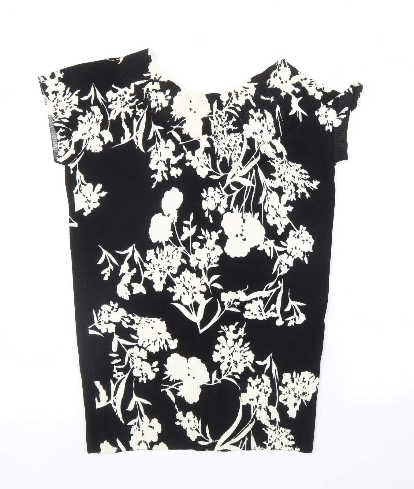 AMARANTO Womens Black Floral  Pullover Jumper Size 14