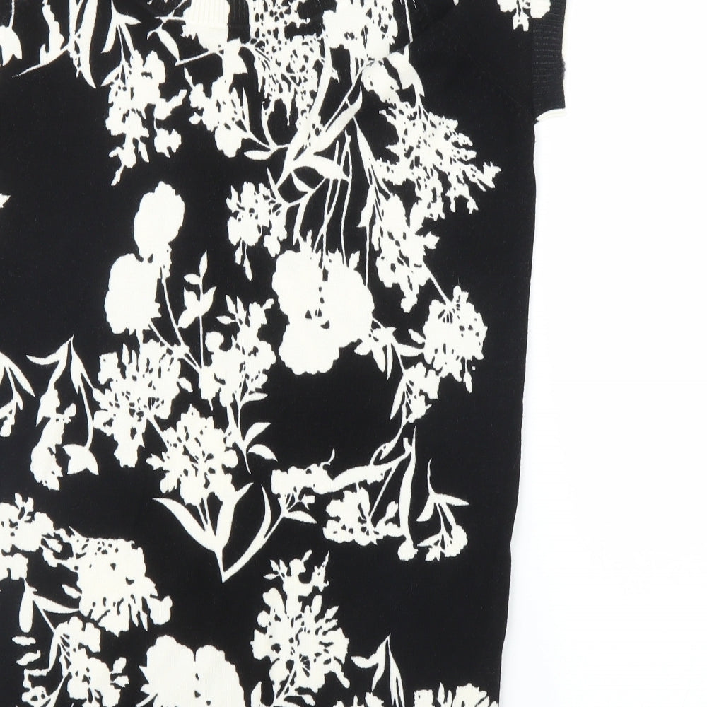 AMARANTO Womens Black Floral  Pullover Jumper Size 14