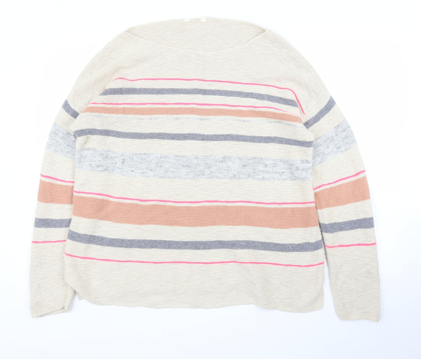 White Stuff Womens Beige Striped  Pullover Jumper Size 16