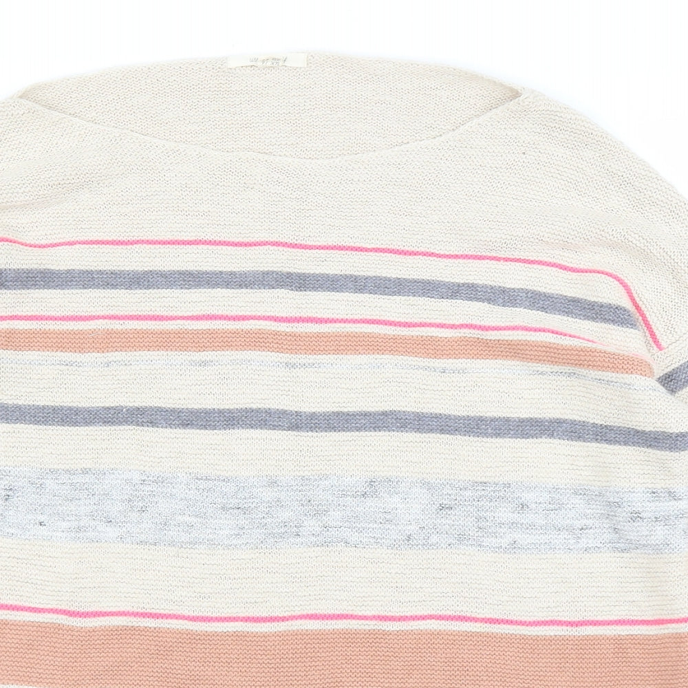 White Stuff Womens Beige Striped  Pullover Jumper Size 16