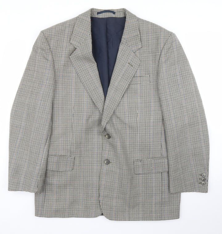 Burton Mens Beige Houndstooth  Jacket Suit Jacket Size 40