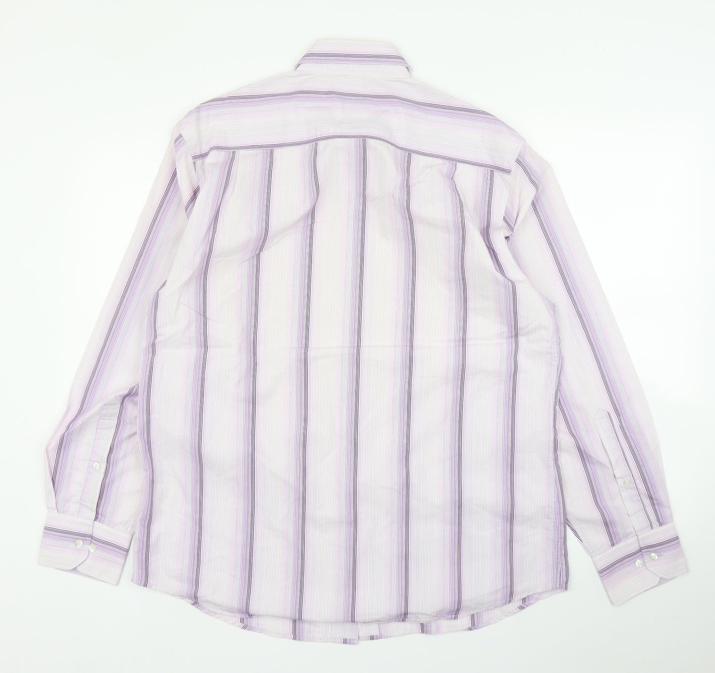 Ciro Citterio Mens Purple Striped   Button-Up Size M