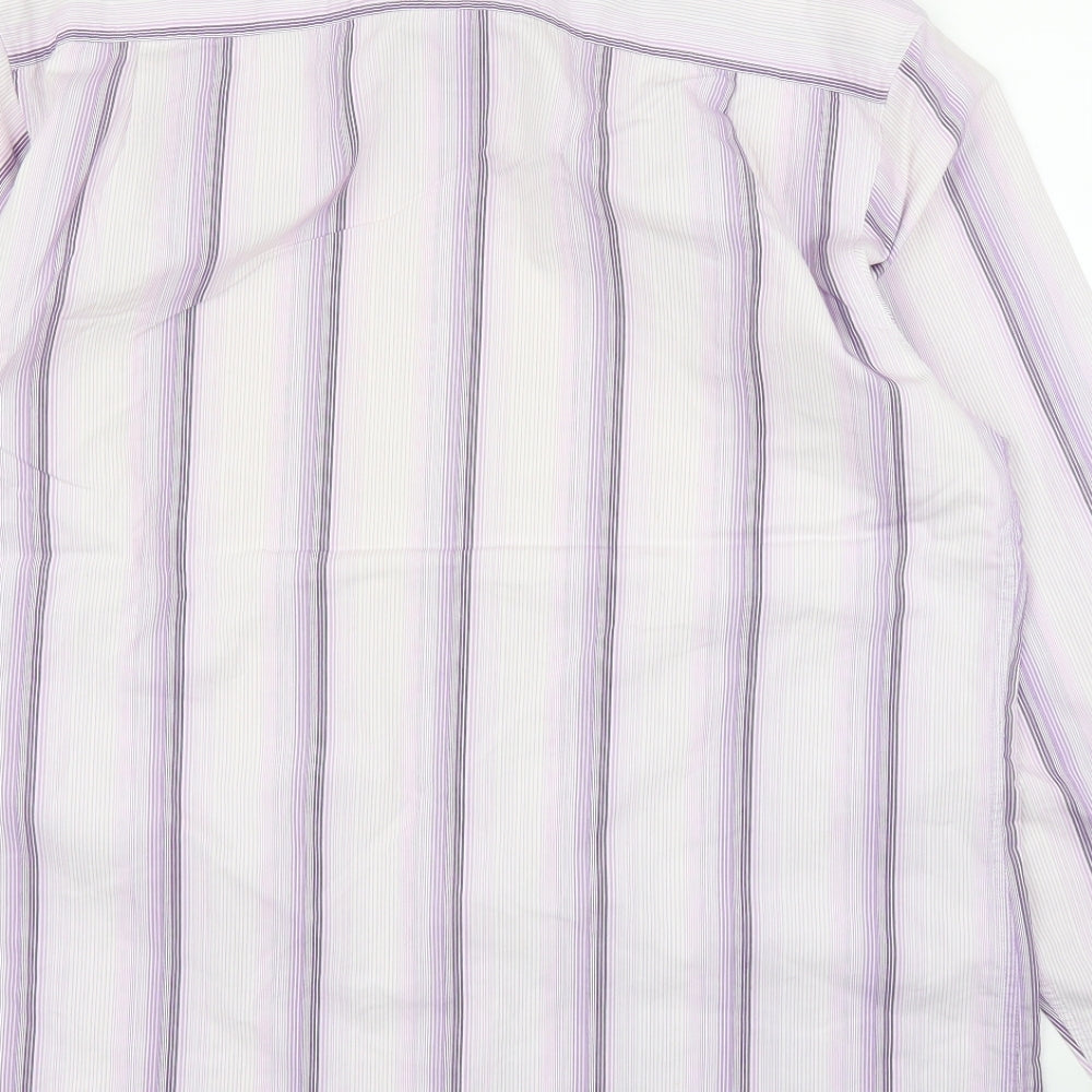 Ciro Citterio Mens Purple Striped   Button-Up Size M