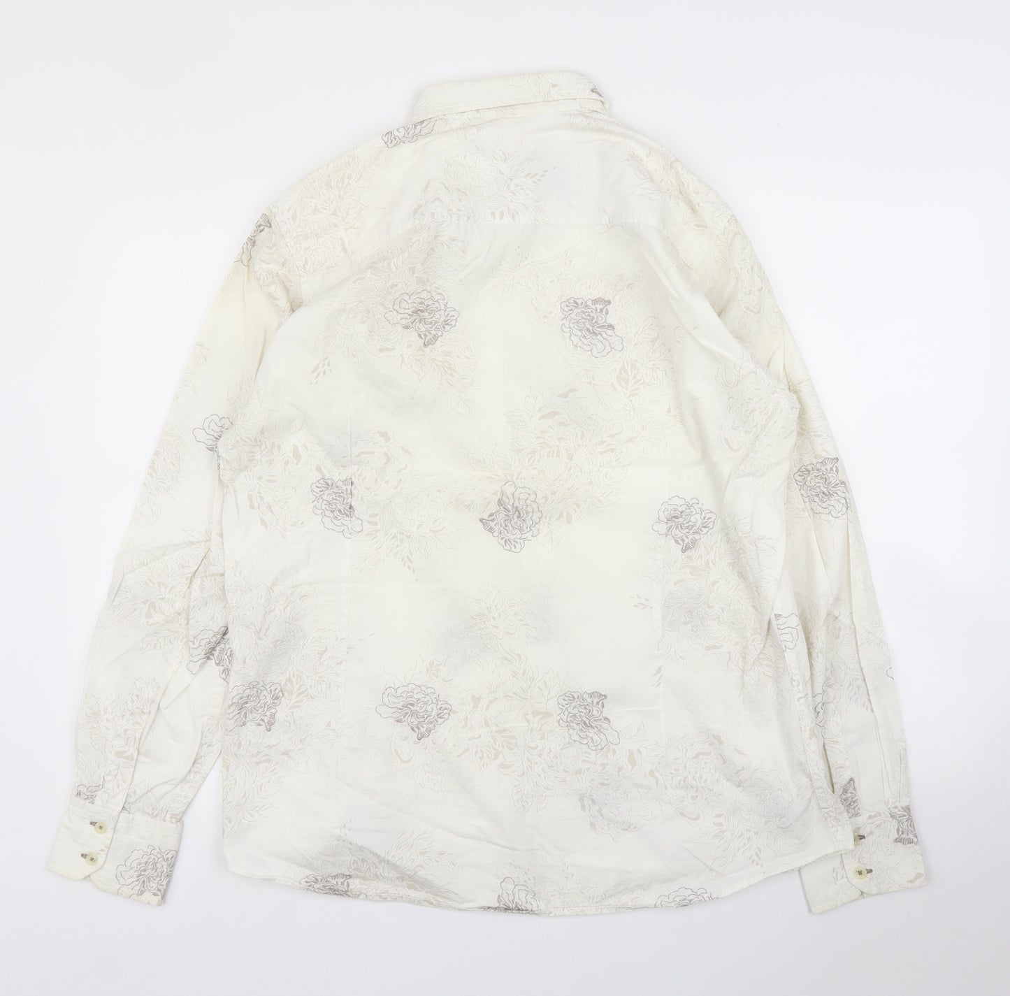 River Island Mens Beige Floral   Button-Up Size L