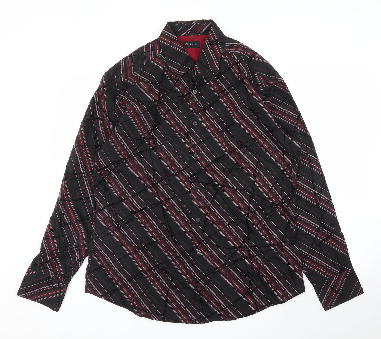 Burton Mens Purple Striped   Button-Up Size L