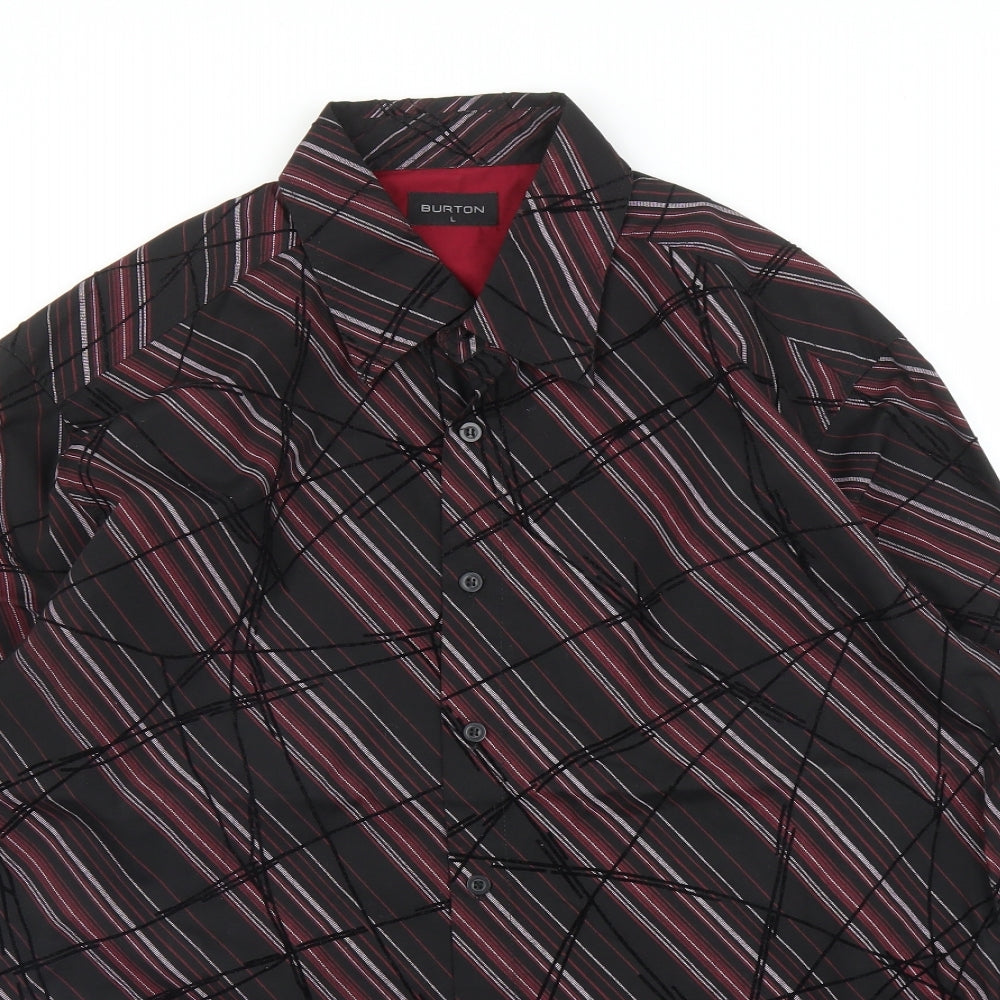 Burton Mens Purple Striped   Button-Up Size L