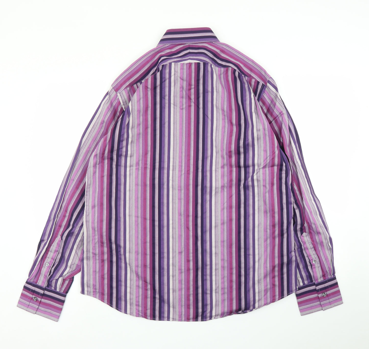 Jeff & Co Mens Purple Striped   Button-Up Size L