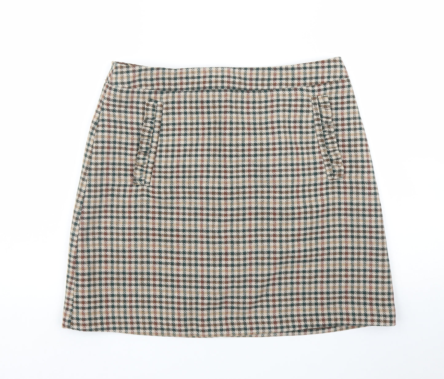 F&F Womens Brown Houndstooth  A-Line Skirt Size 12
