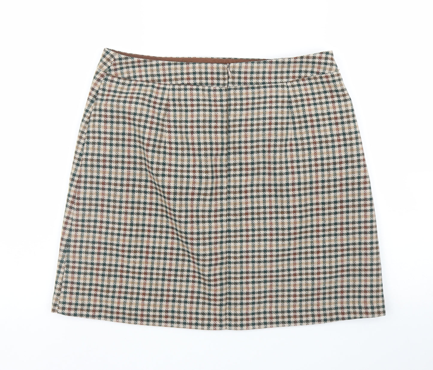 F&F Womens Brown Houndstooth  A-Line Skirt Size 12