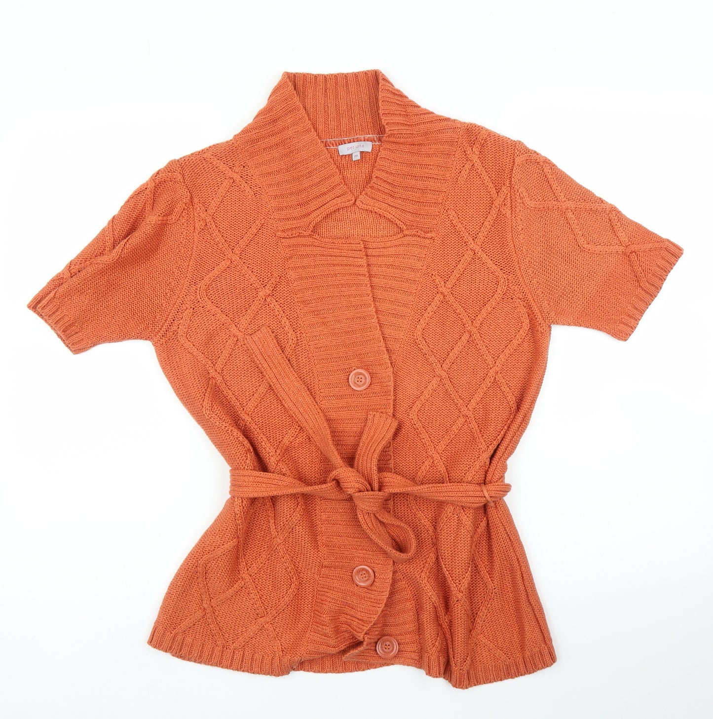 M&S Womens Orange   Cardigan Jumper Size M