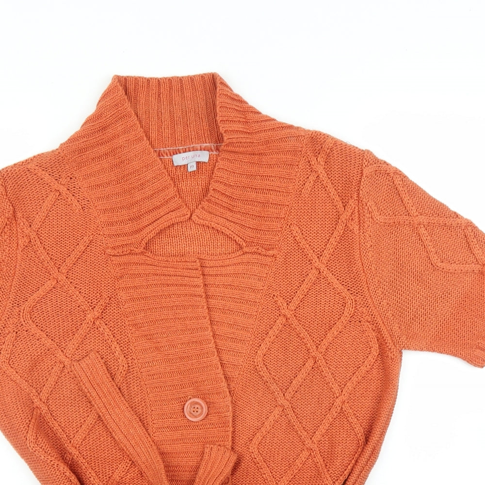 M&S Womens Orange   Cardigan Jumper Size M