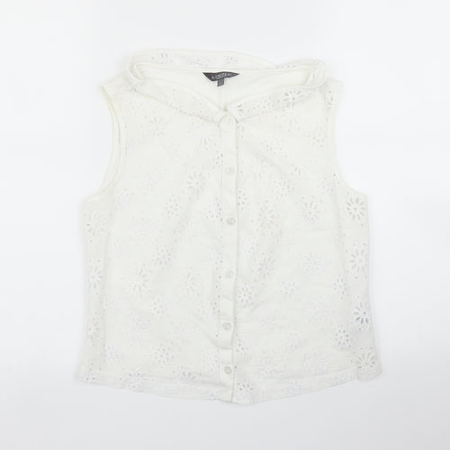 M&S Womens White Floral  Basic Blouse Size 10