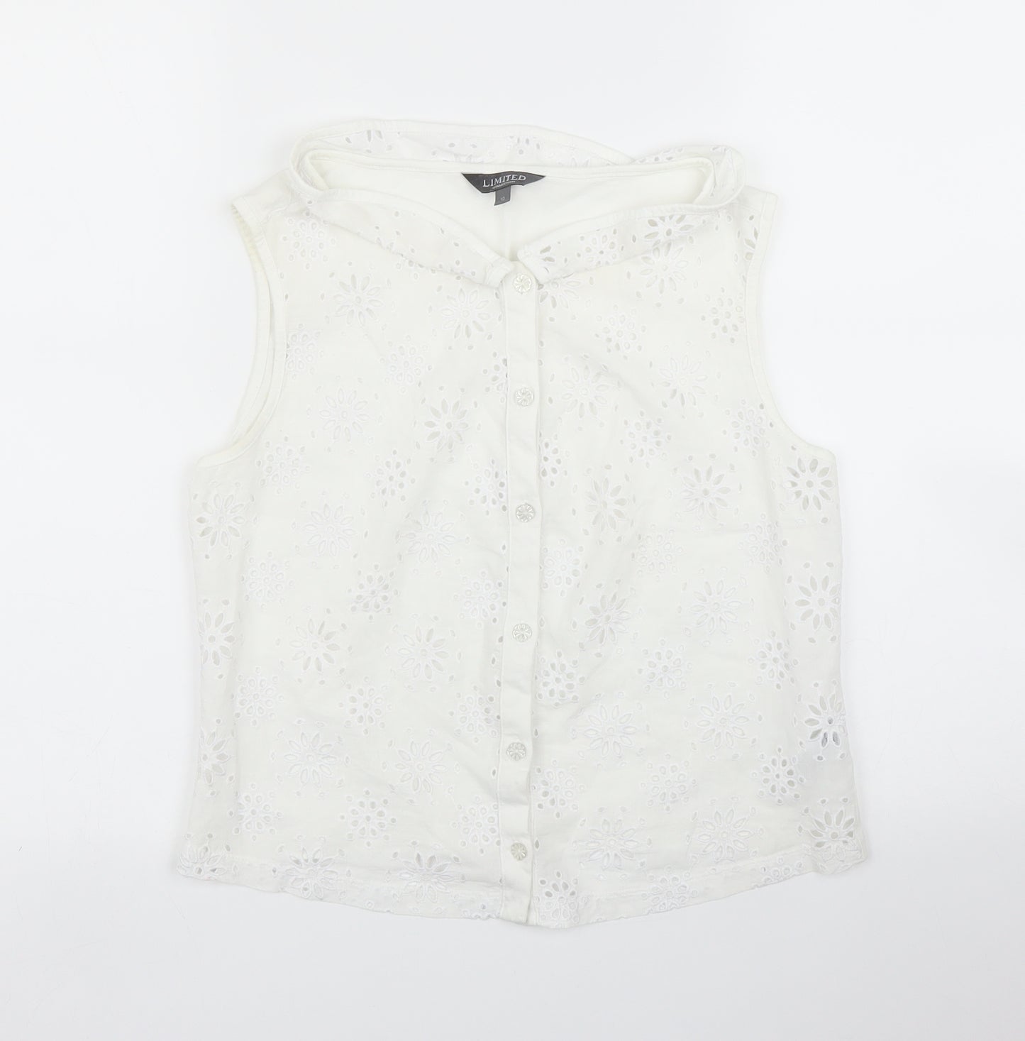 M&S Womens White Floral  Basic Blouse Size 10