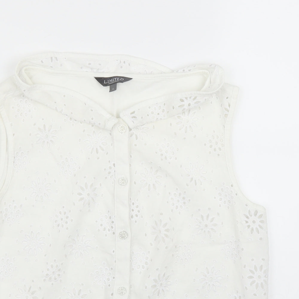 M&S Womens White Floral  Basic Blouse Size 10