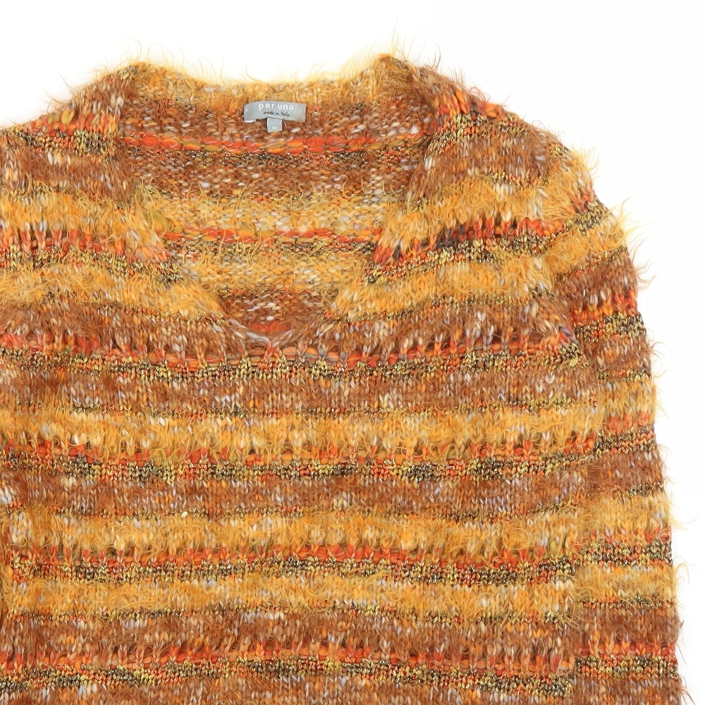 &S Womens Orange Striped  Pullover Jumper Size M