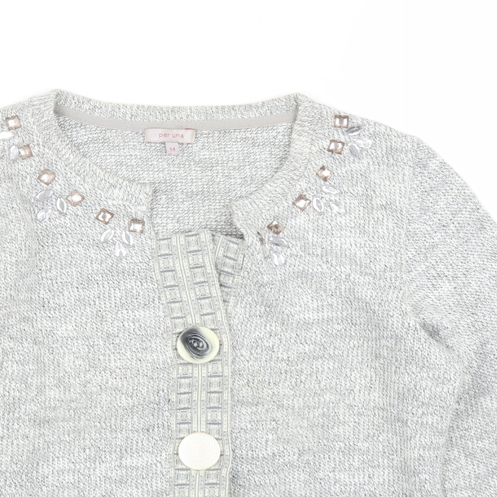 M&S Womens Grey   Cardigan Jumper Size 12