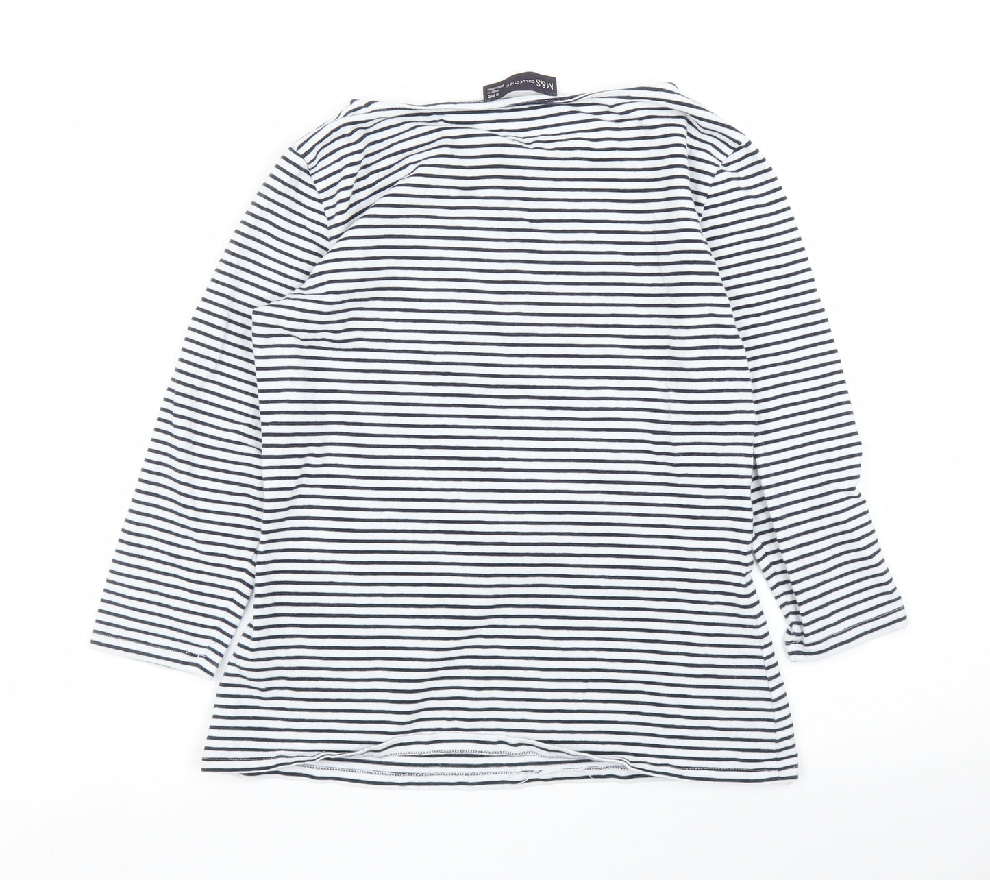 M&S Womens Blue Striped  Basic T-Shirt Size 10