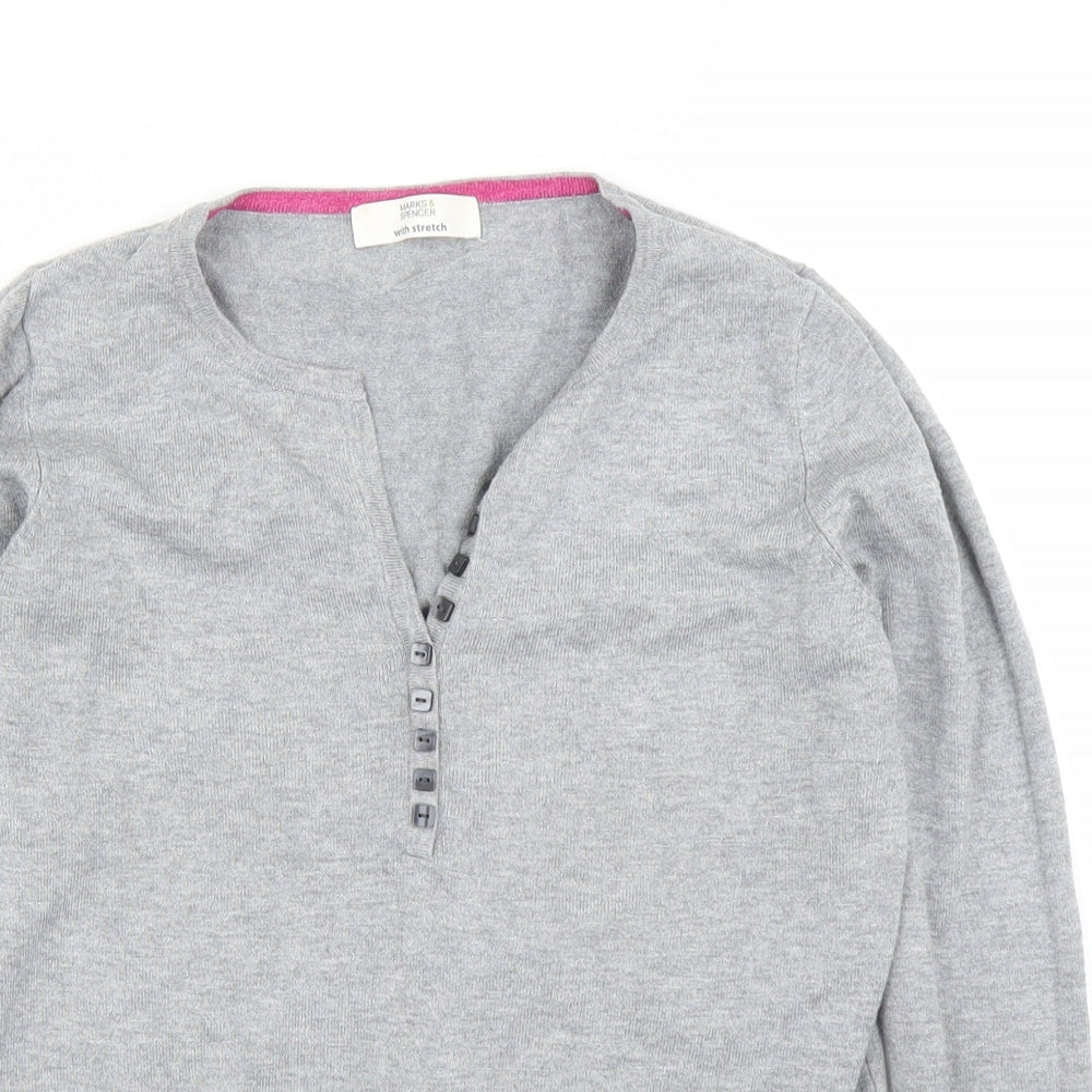 M&S Womens Grey   Basic Blouse Size 8