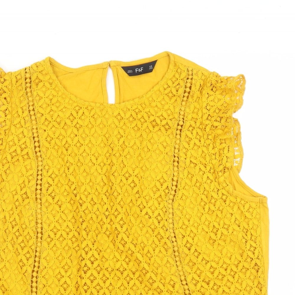 F&F Womens Yellow Floral  Basic Blouse Size 22