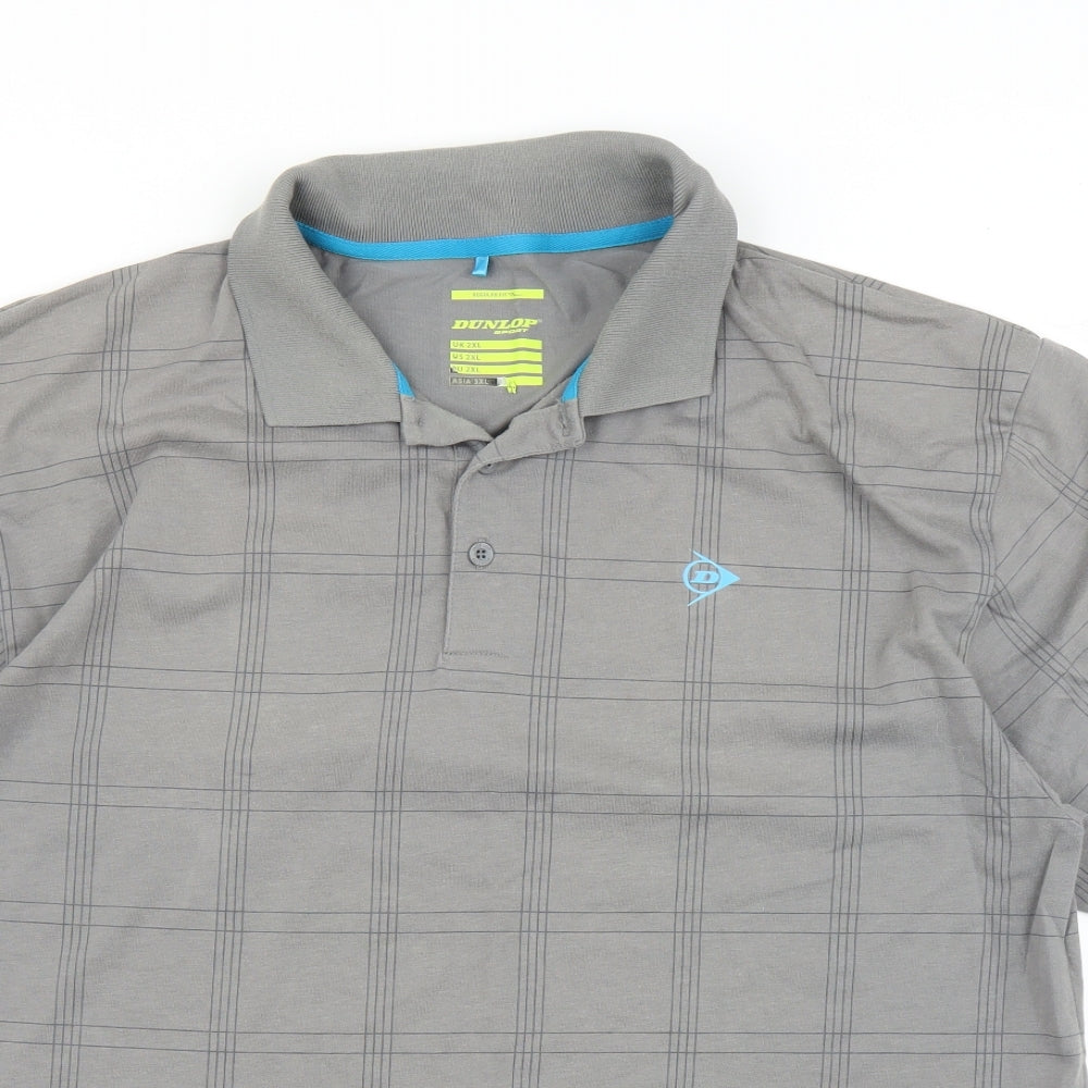 Dunlop Mens Grey Check   Polo Size 2XL