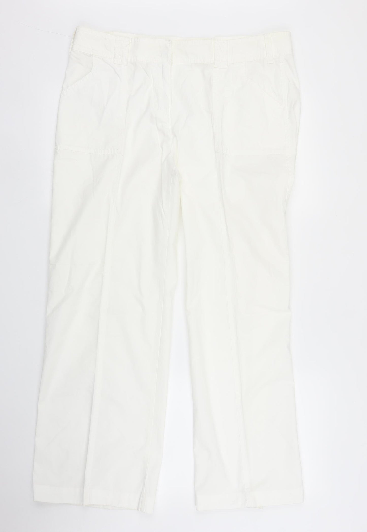 M&S Womens White   Trousers  Size 14 L28 in
