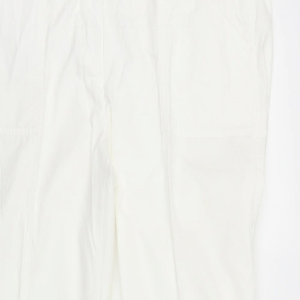 M&S Womens White   Trousers  Size 14 L28 in