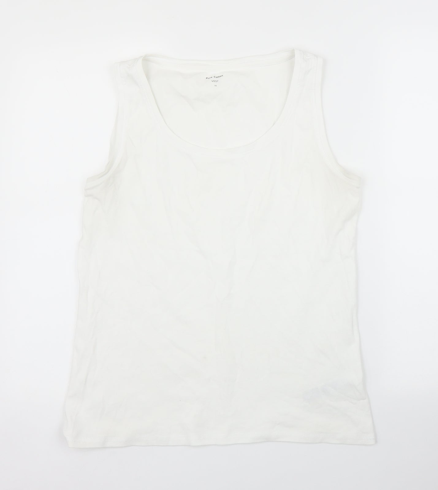 M&S Womens White   Basic Tank Size 16