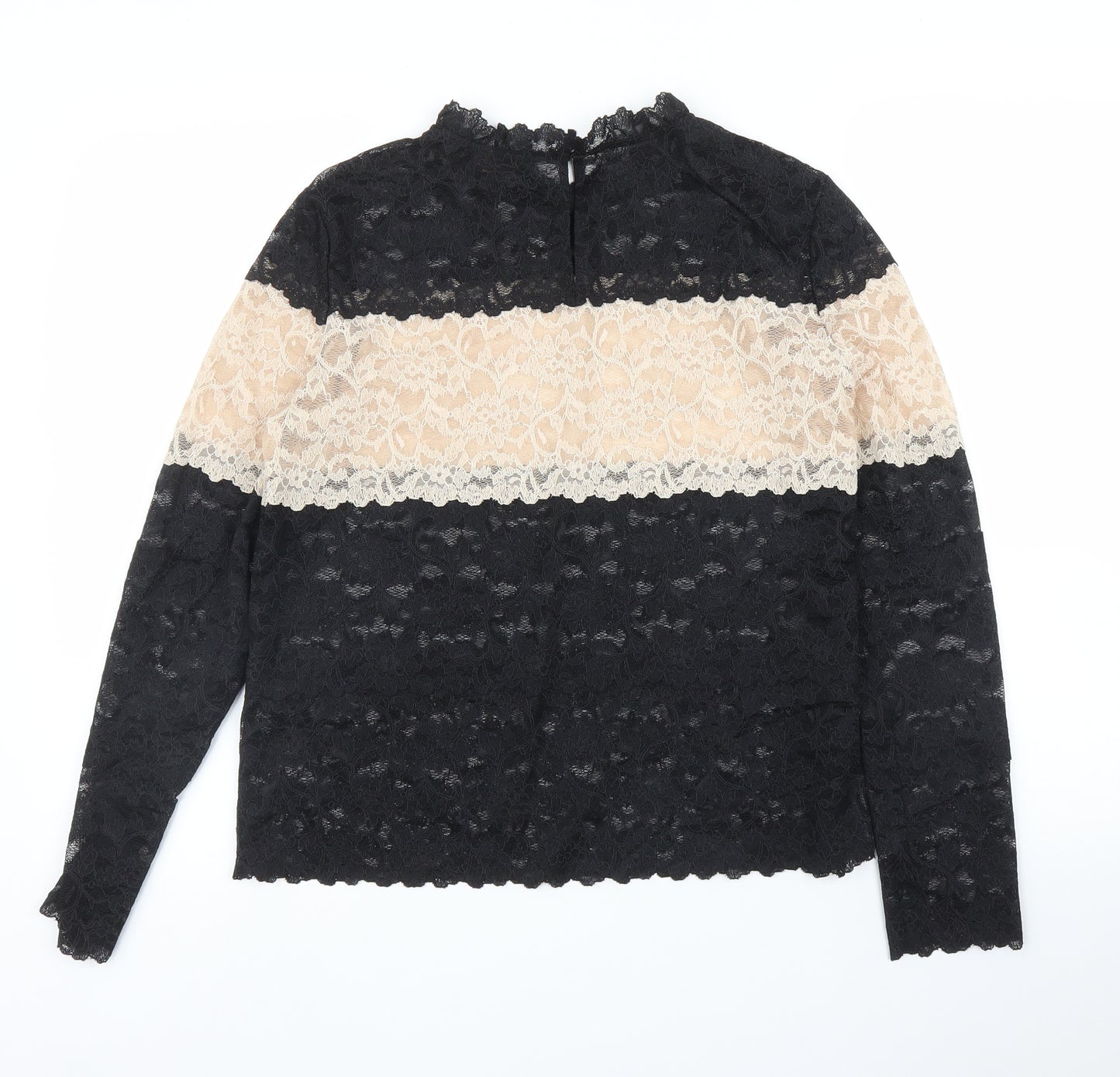 Edican Womens Black Floral  Basic Blouse Size M