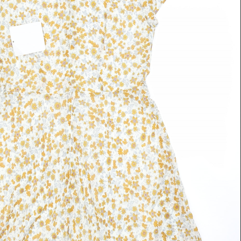 Glamorous Womens Yellow Floral  Fit & Flare  Size M